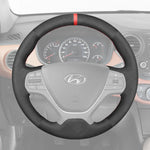 Griffowl Steering Wheel Cover for Bespoke Hatchback Hyundai i10 i20 2013-2020. Griffowl's interior mod with hand-sewn DIY steering wheel kit.