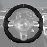 Griffowl Steering Wheel Cover for Bespoke Hatchback Volkswagen VW Golf GTI Mk6 Polo GTI R-Line Mk5 Scirocco 2009-2014. Compact, hand-sewn DIY wrap for quick interior mods and grip upgrade.