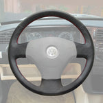 Griffowl Steering Wheel Cover for Customized Sedan Volkswagen VW Jetta 5 2006-2010. Hand-sewn kit for drivers seeking precision and comfort.