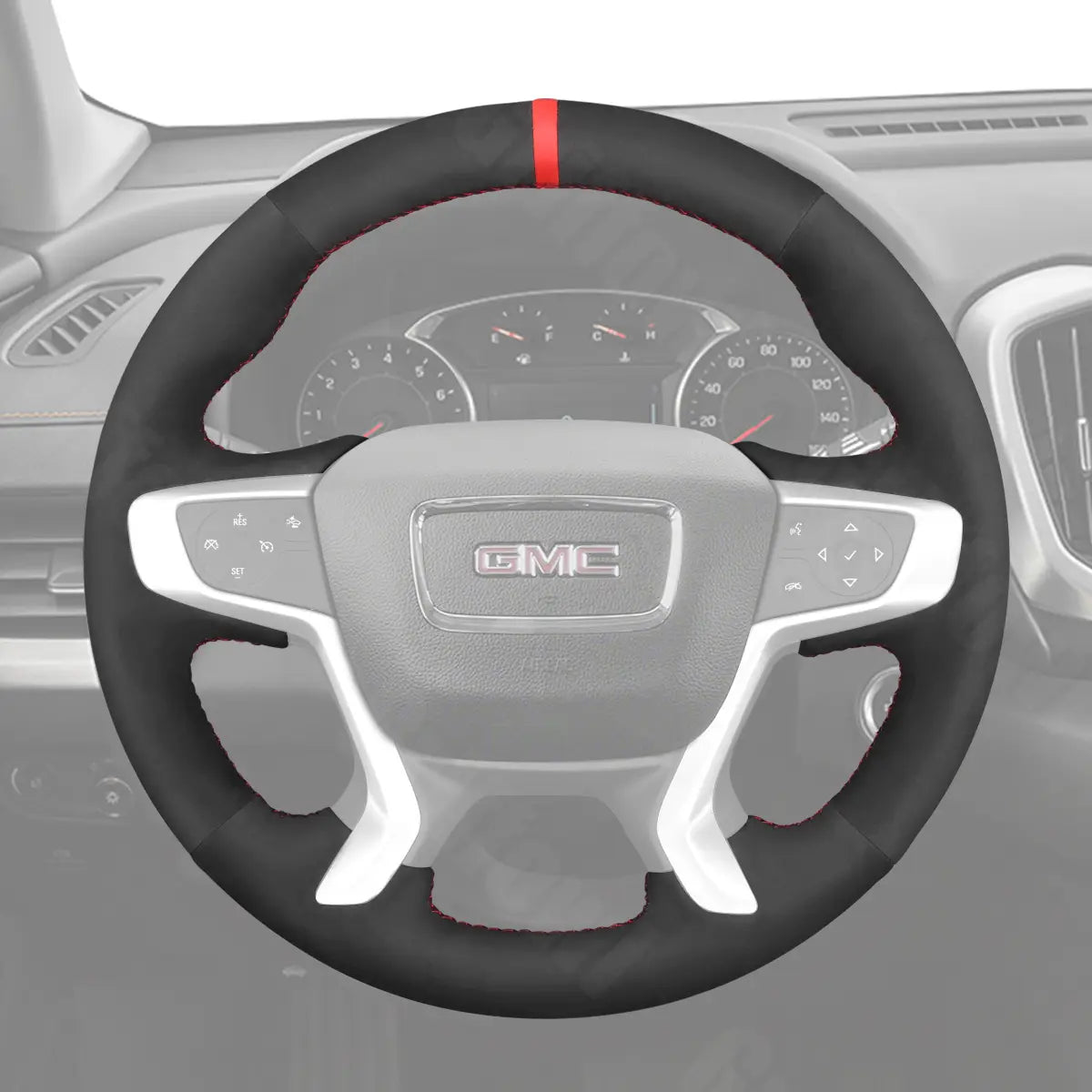 Griffowl Steering Wheel Cover for DIY Pickup GMC Canyon 2015-2022. DIY kit includes hand-sewn wrap for luxury interior mods.