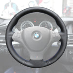Griffowl Steering Wheel Cover for Tailored Coupe BMW X5 X6 M E70 E71. DIY kit includes hand-sewn wrap for luxury interior mods.