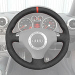 Griffowl Steering Wheel Cover for Customized Sedan Audi A4 2002. Griffowl's interior mod with hand-sewn DIY steering wheel kit.