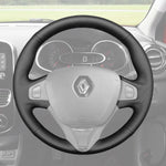 Griffowl Steering Wheel Cover for Upgrade Renault Clio 4 IV Captur 2012-2016. Griffowl's interior mod with hand-sewn DIY steering wheel kit.