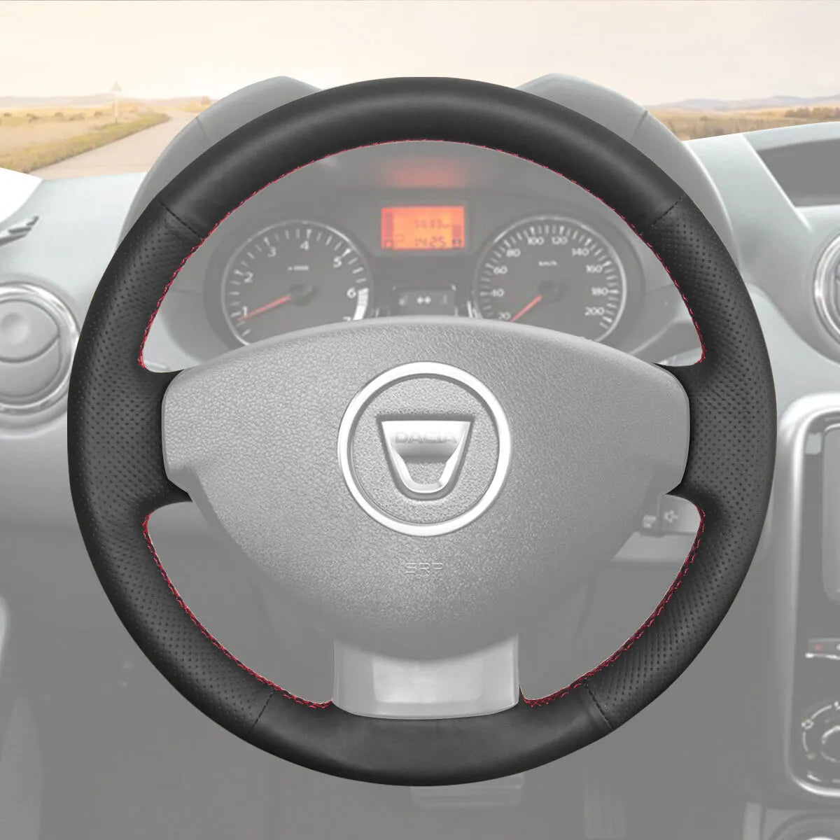 Griffowl Steering Wheel Cover for Bespoke Hatchback Dacia Dokker Lodgy Sandero Stepway 2012-2017. Hand-sewn DIY kit blends grip, function, and style inside.