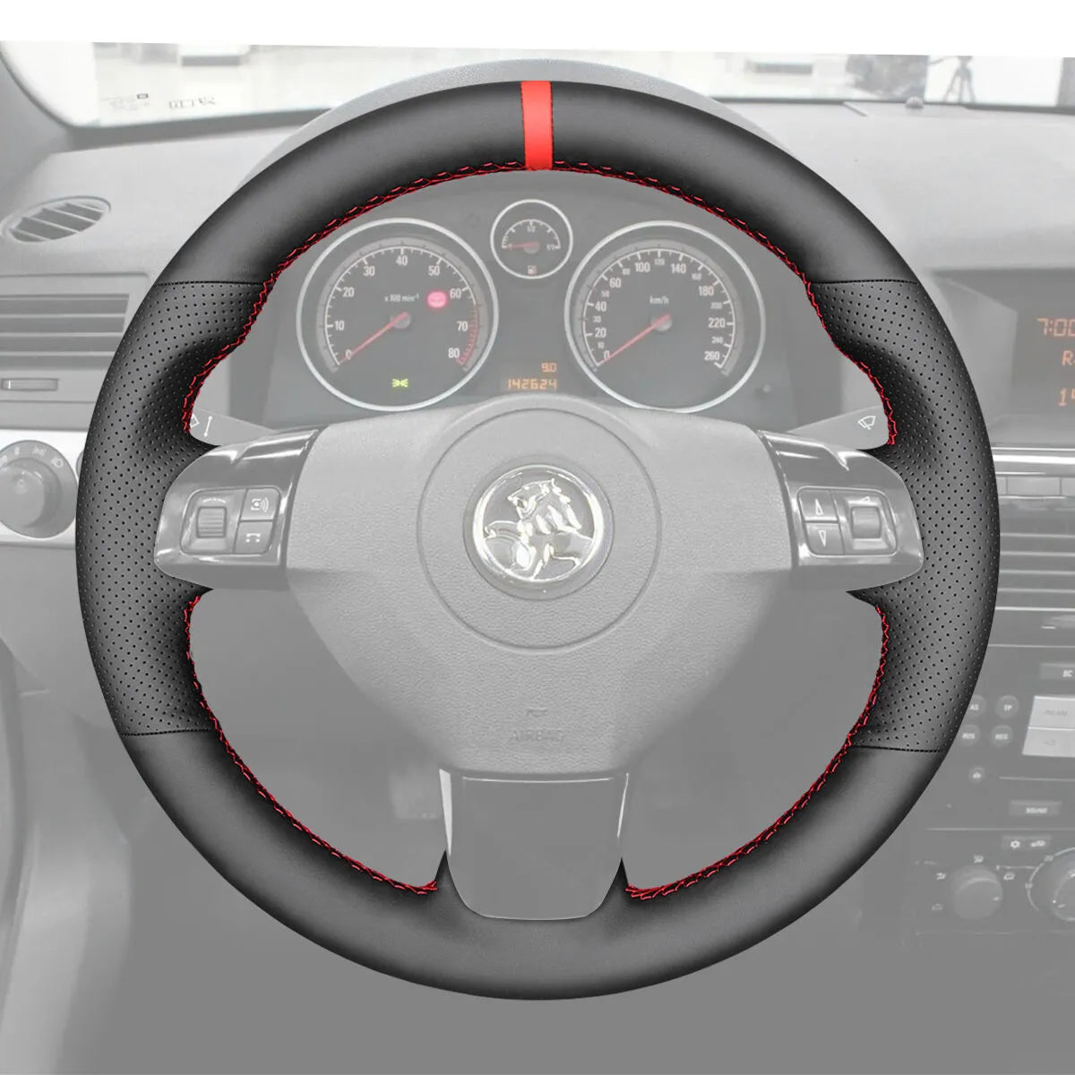 Griffowl Steering Wheel Cover for Bespoke Hatchback Holden Astra Mk5 2004-2009. For refined interior upgrades using our wrap and stitch kit.