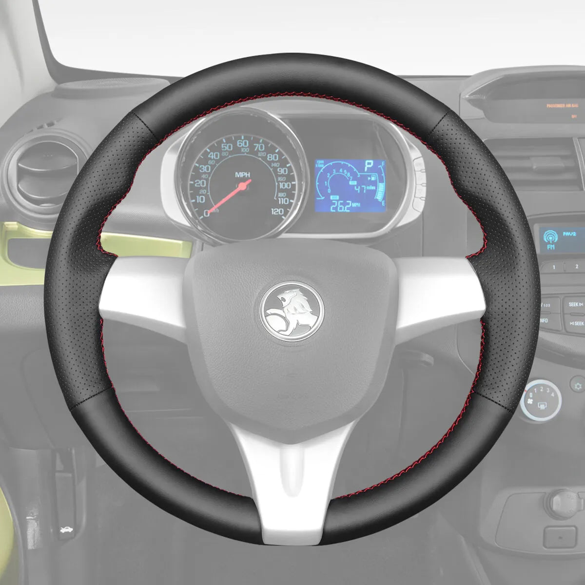 Griffowl Steering Wheel Cover for Bespoke Hatchback Holden Barina Spark 2010-2015. For refined interior upgrades using our wrap and stitch kit.