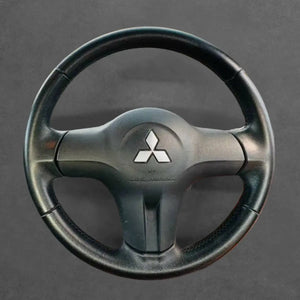 Griffowl Steering Wheel Cover for Bespoke Hatchback Mitsubishi Colt 2004-2009. Griffowl's interior mod with hand-sewn DIY steering wheel kit.
