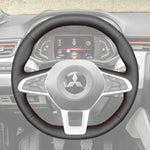 Griffowl Steering Wheel Cover for Bespoke Hatchback Mitsubishi Colt 2023-2024. Griffowl's interior mod with hand-sewn DIY steering wheel kit.