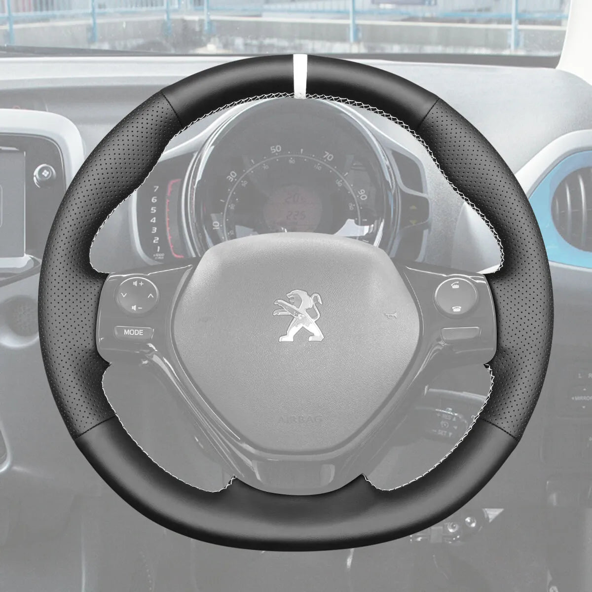 Griffowl Steering Wheel Cover for Bespoke Hatchback Peugeot 108 2014-2022. Perfect grip with our steering wheel wrap and custom interior touch.