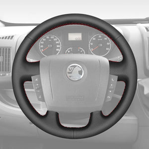 Griffowl Steering Wheel Cover for Bespoke Hatchback Vauxhall Movano 2022-2025. Griffowl's interior mod with hand-sewn DIY steering wheel kit.