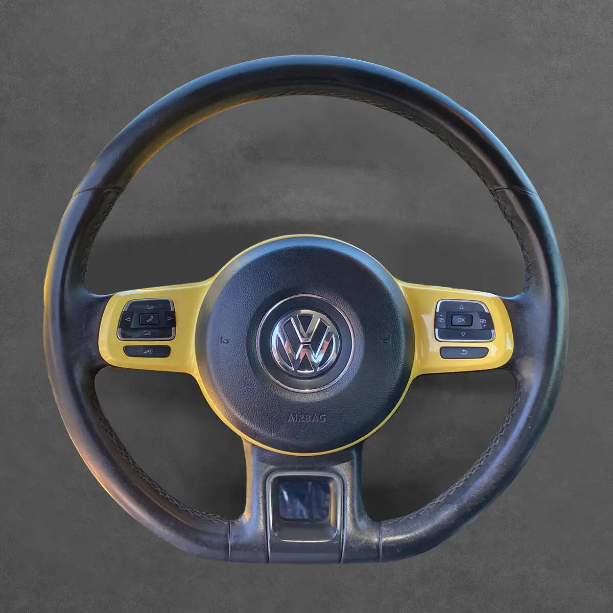 Griffowl Steering Wheel Cover for Bespoke Hatchback Volkswagen VW Up! 2011-2016. For refined interior upgrades using our wrap and stitch kit.