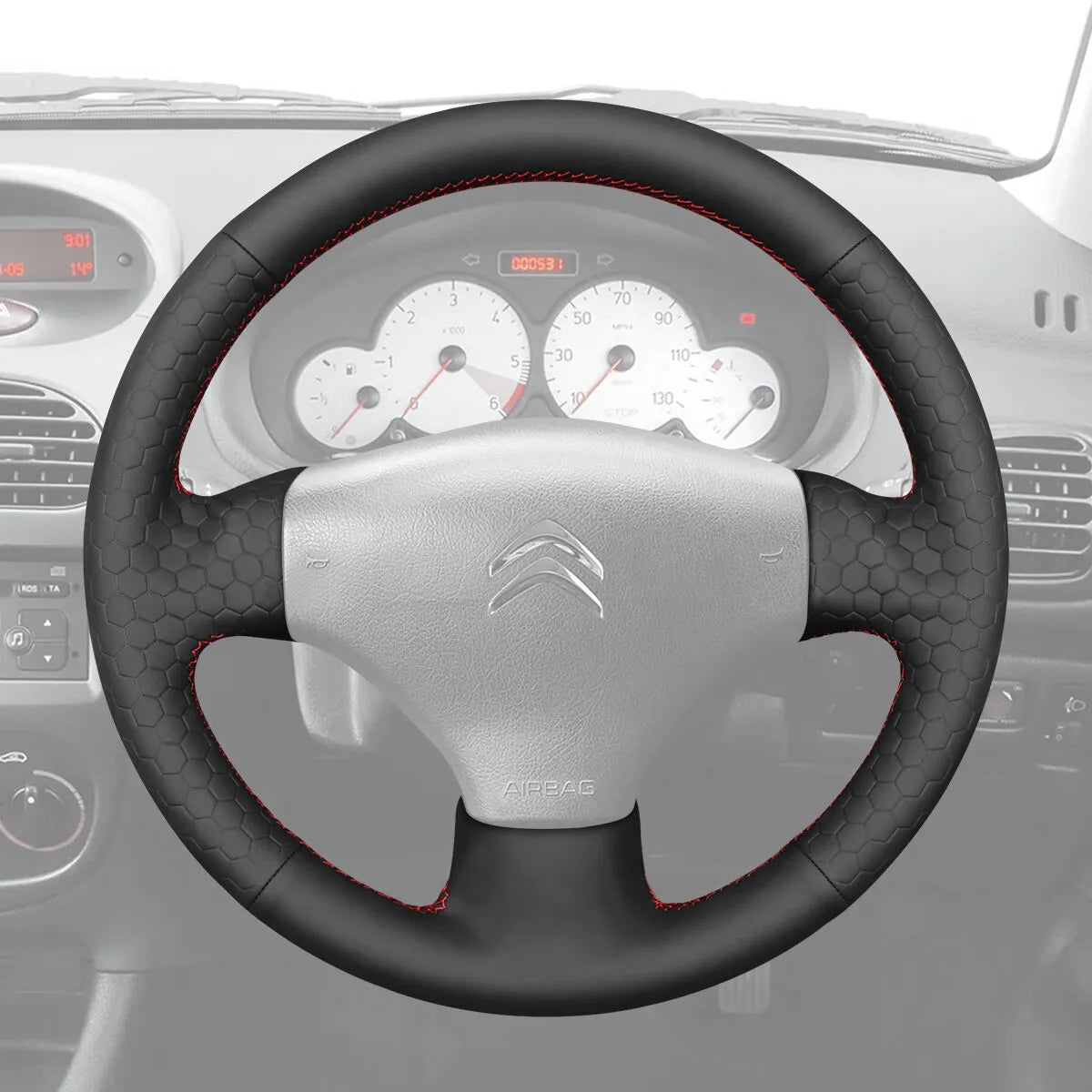 Griffowl Steering Wheel Cover for Bespoke Hatchback citroen C3 2003-2012. Perfect grip with our steering wheel wrap and custom interior touch.