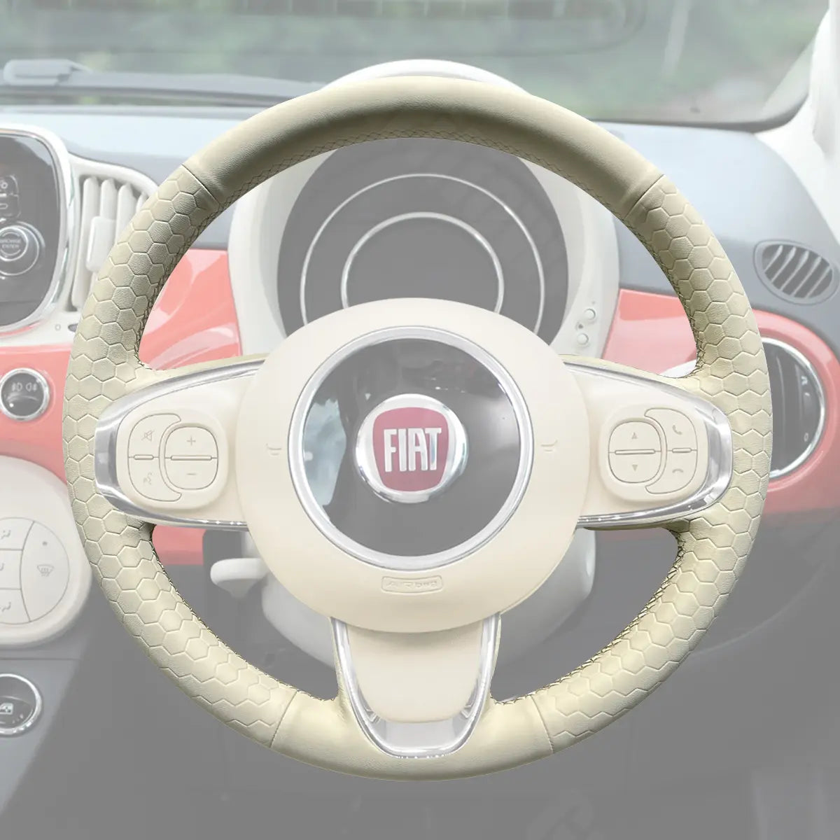 Griffowl Steering Wheel Cover for Bespoke Hatchback Fiat 500 500C 2016-2021. Perfect grip with our steering wheel wrap and custom interior touch.