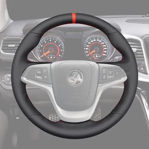Griffowl Steering Wheel Cover for Customized Sedan Holden Commodore 2013-2017. Griffowl's interior mod with hand-sewn DIY steering wheel kit.