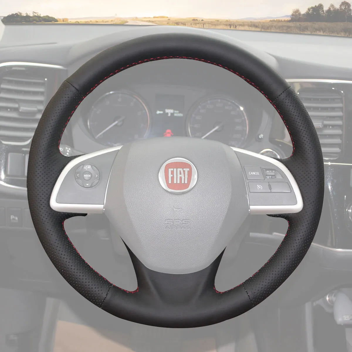 Griffowl Steering Wheel Cover for DIY Pickup Fiat Fullback 2016-2019. DIY kit includes hand-sewn wrap for luxury interior mods.