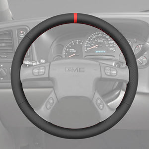 Griffowl Steering Wheel Cover for DIY Pickup GMC Sierra 1500 Classic 2500 2500HD Classic 3500 3500 Classic 3500 CC 2003-2007. Compact, hand-sewn DIY wrap for quick interior mods and grip upgrade.