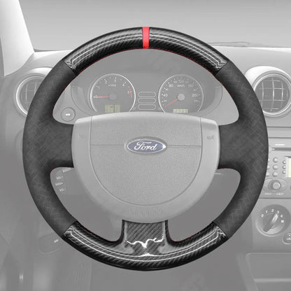 Griffowl Steering Wheel Cover for Bespoke Hatchback Ford Fiesta MK6 Fusion Transit Connect Mk5 2002-2013. Perfect for enthusiasts seeking refined interior mods.