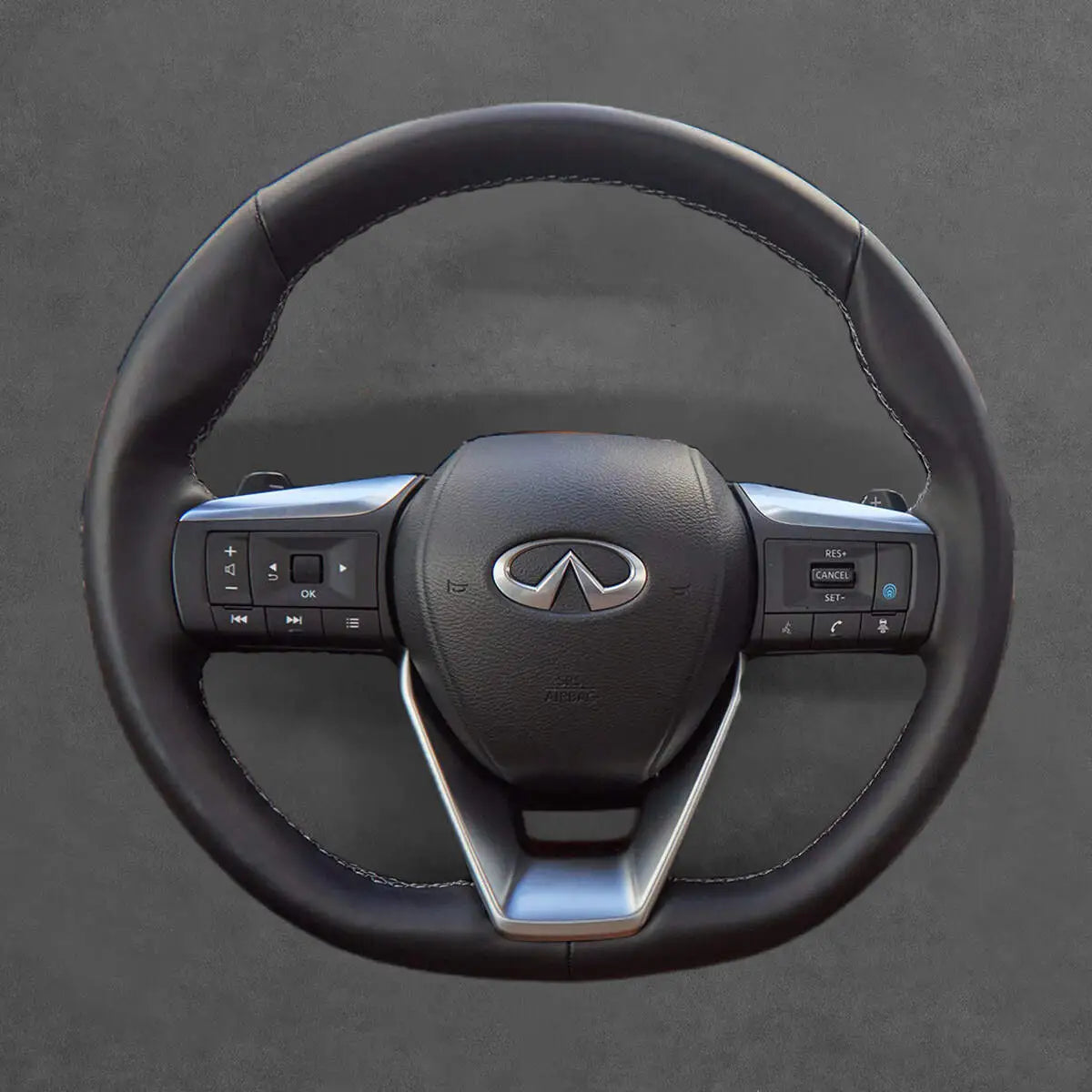 Griffowl Steering Wheel Cover for Personalized SUV Infiniti QX60 2021-2025. Perfect grip with our steering wheel wrap and custom interior touch.
