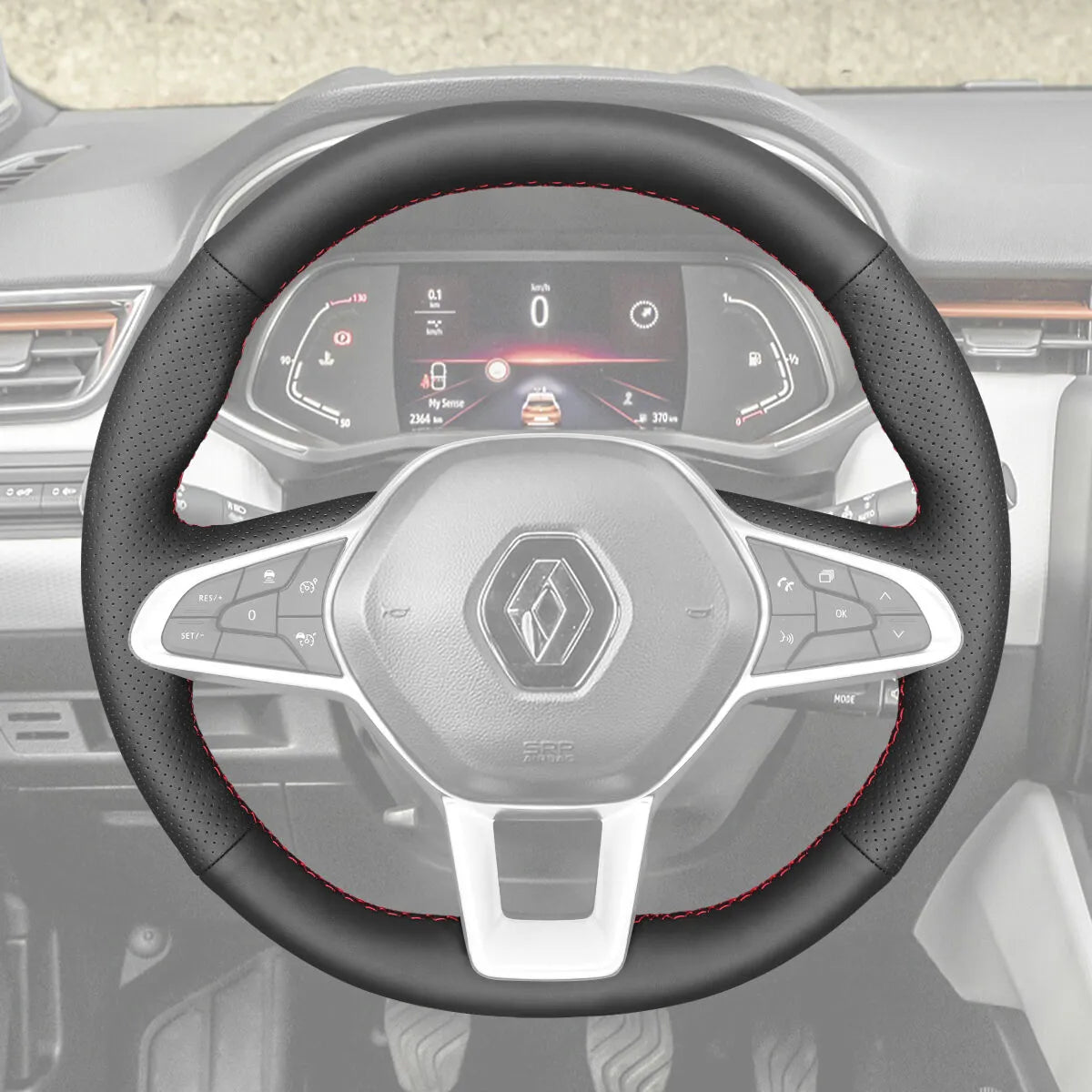 Griffowl Steering Wheel Cover for Personalized SUV Renault Arkana Captur Symbioz 2021-2025. Elevate your interior with Griffowl's wrap and stitch kit.