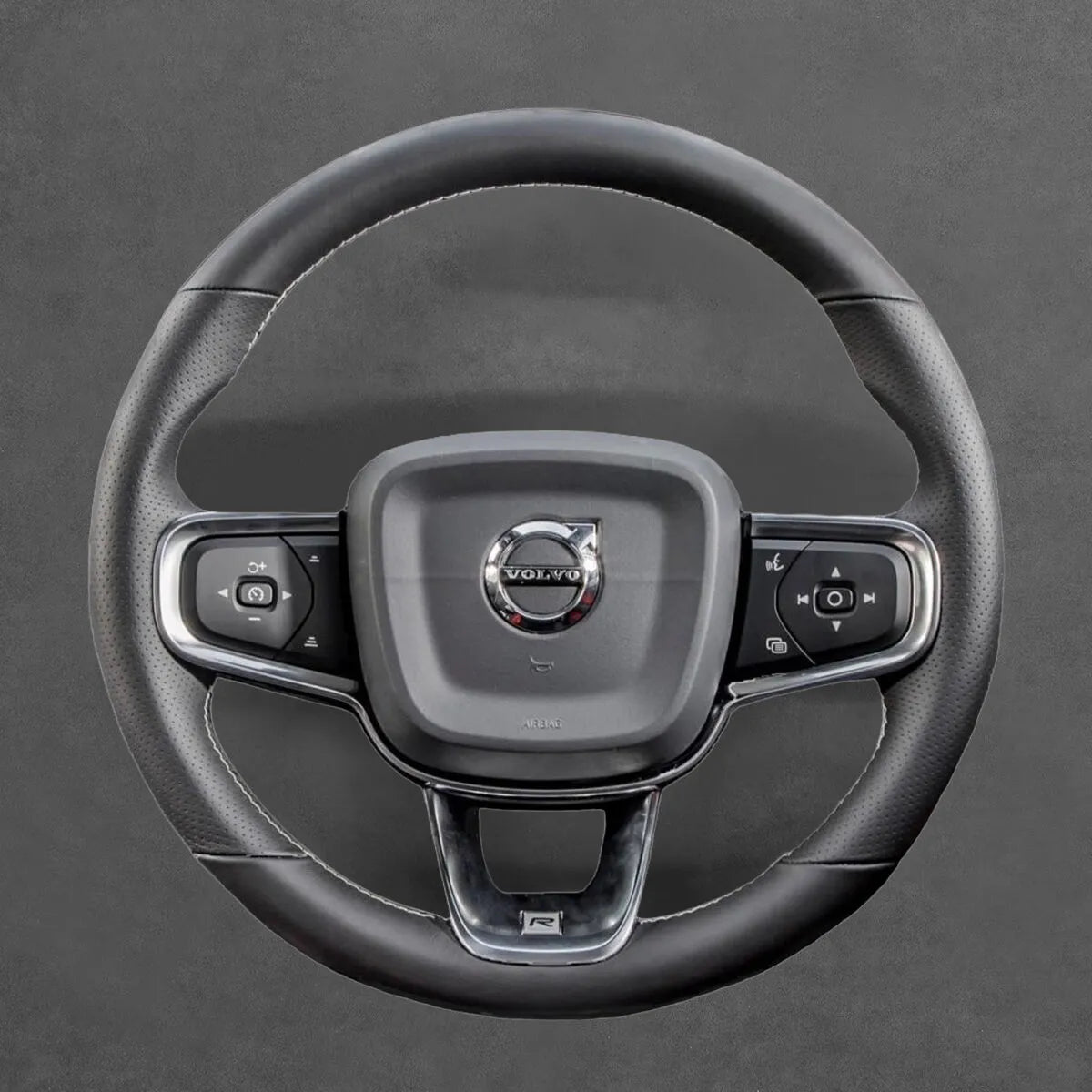 Griffowl Steering Wheel Cover for Personalized SUV Volvo XC40 Sport 2019-2025. Griffowl's interior mod with hand-sewn DIY steering wheel kit.