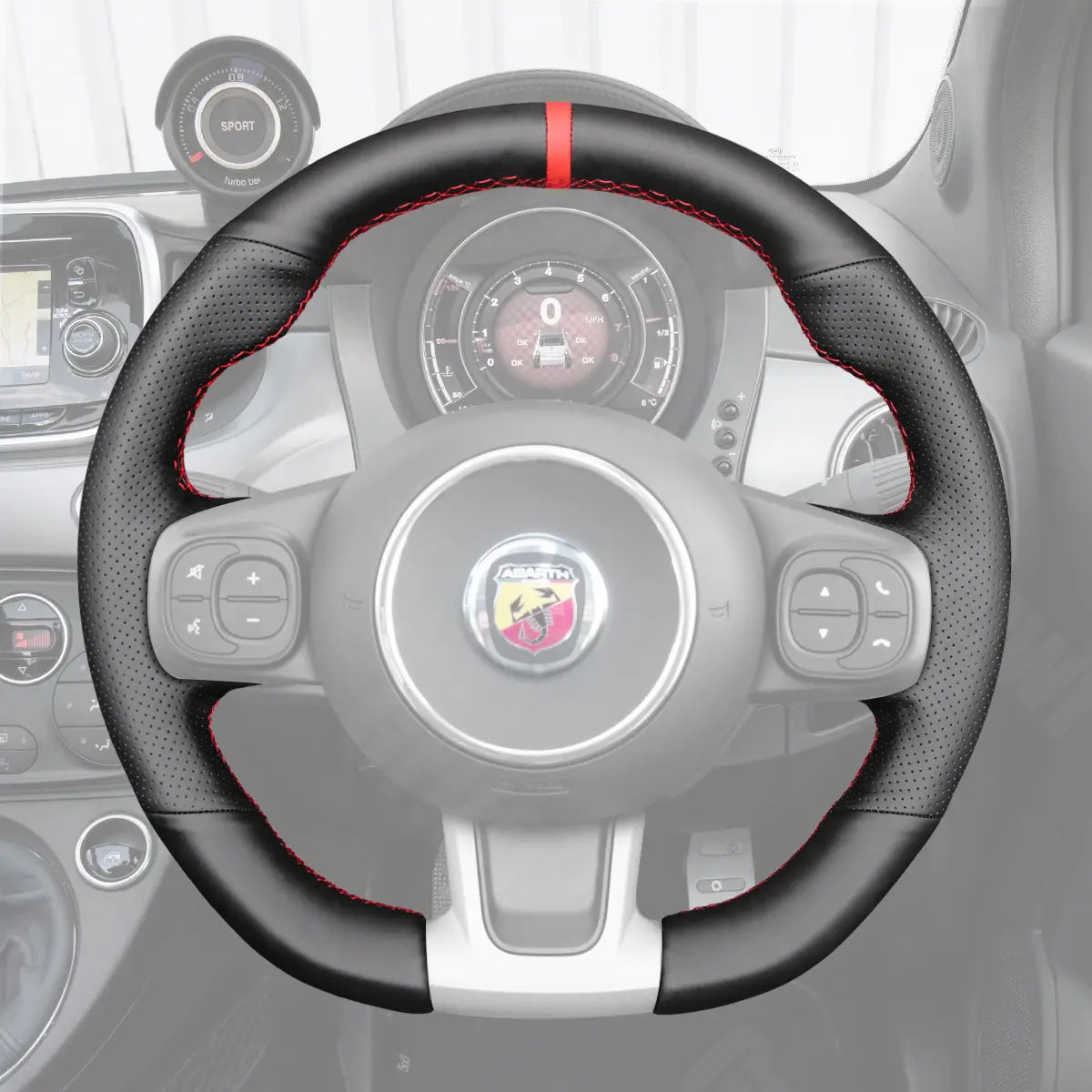 Griffowl Steering Wheel Cover for Tailored Coupe Abarth 595 595C 695 695C 500 500C 2016-2021. Hand-sewn DIY kit blends grip, function, and style inside.