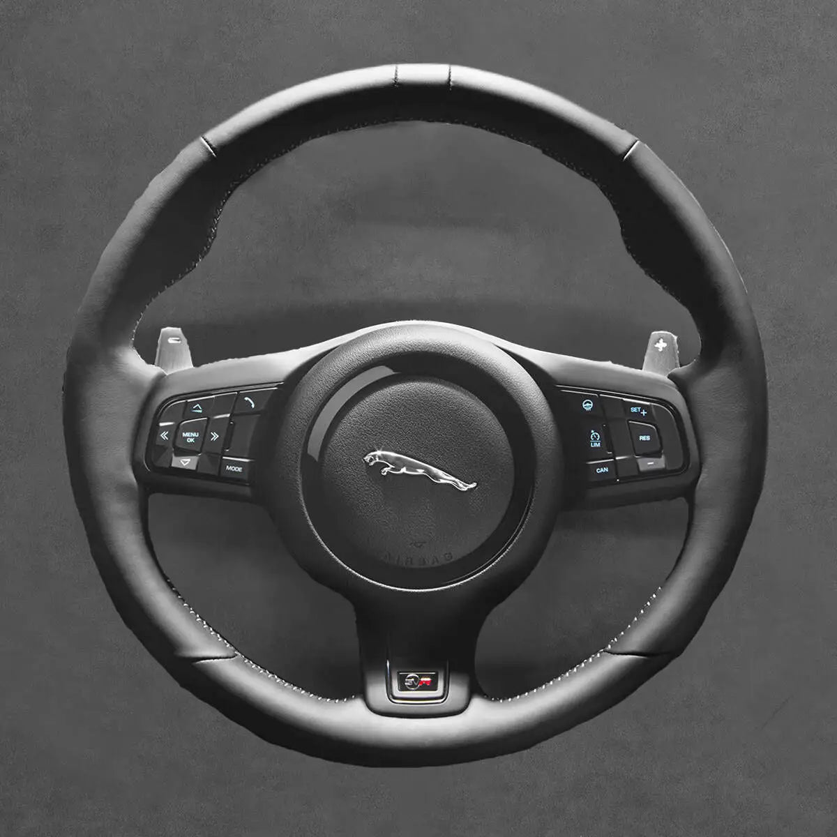 Griffowl Steering Wheel Cover for Tailored Coupe Jaguar F-Type X152 F-Type SVR 2016-2025. Elevate your interior with Griffowl's wrap and stitch kit.