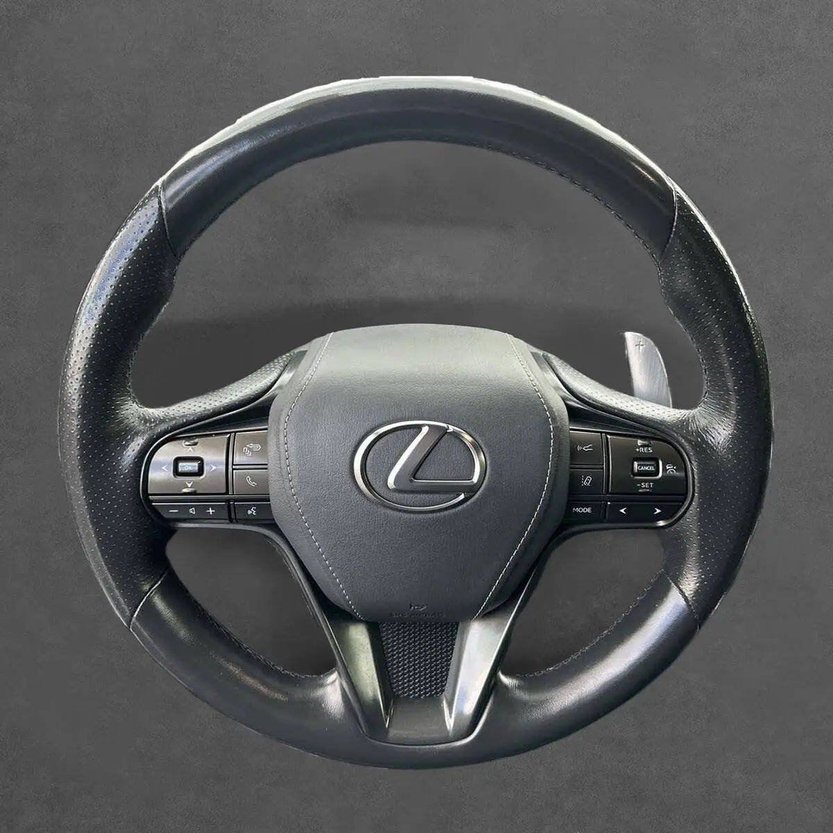 Griffowl Steering Wheel Cover for Tailored Coupe Lexus LC 500 500h 2018-2025. Griffowl's interior mod with hand-sewn DIY steering wheel kit.