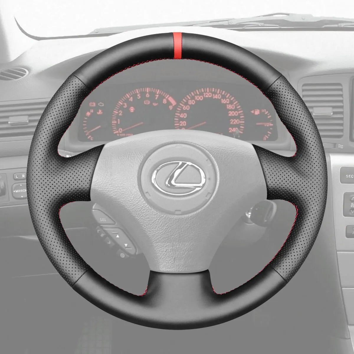 Griffowl Steering Wheel Cover for Tailored Coupe Lexus SC430 SC 430 2001-2010. Griffowl's interior mod with hand-sewn DIY steering wheel kit.