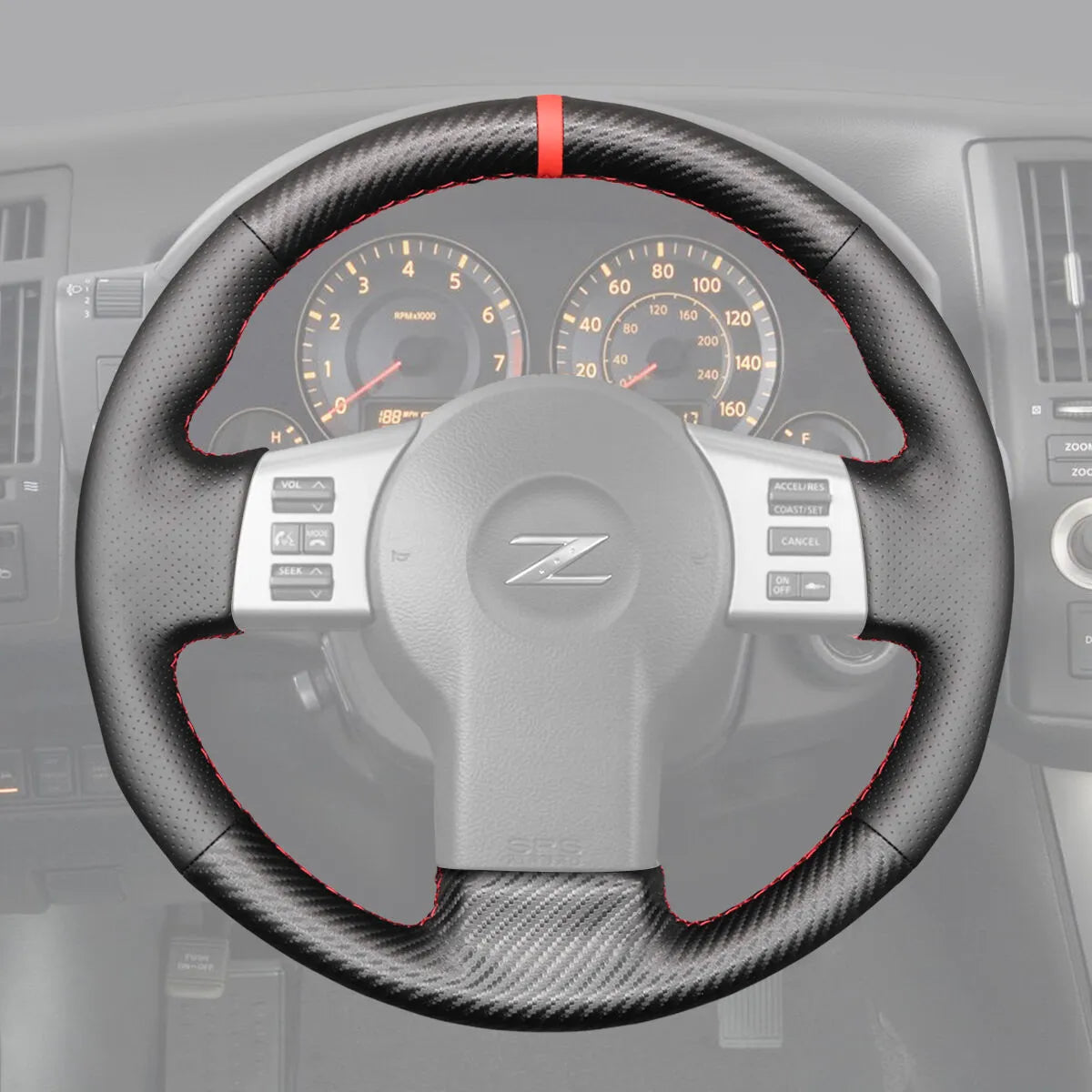 Griffowl Steering Wheel Cover for Tailored Coupe Nissan 350Z 2002-2009. Perfect grip with our steering wheel wrap and custom interior touch.