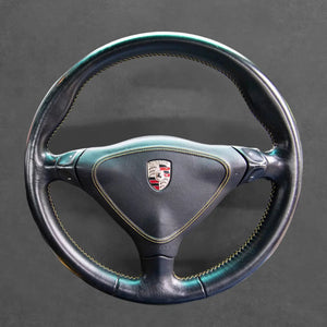 Griffowl Steering Wheel Cover for Tailored Coupe Porsche 911 Turbo 996 1997-2004. For refined interior upgrades using our wrap and stitch kit.