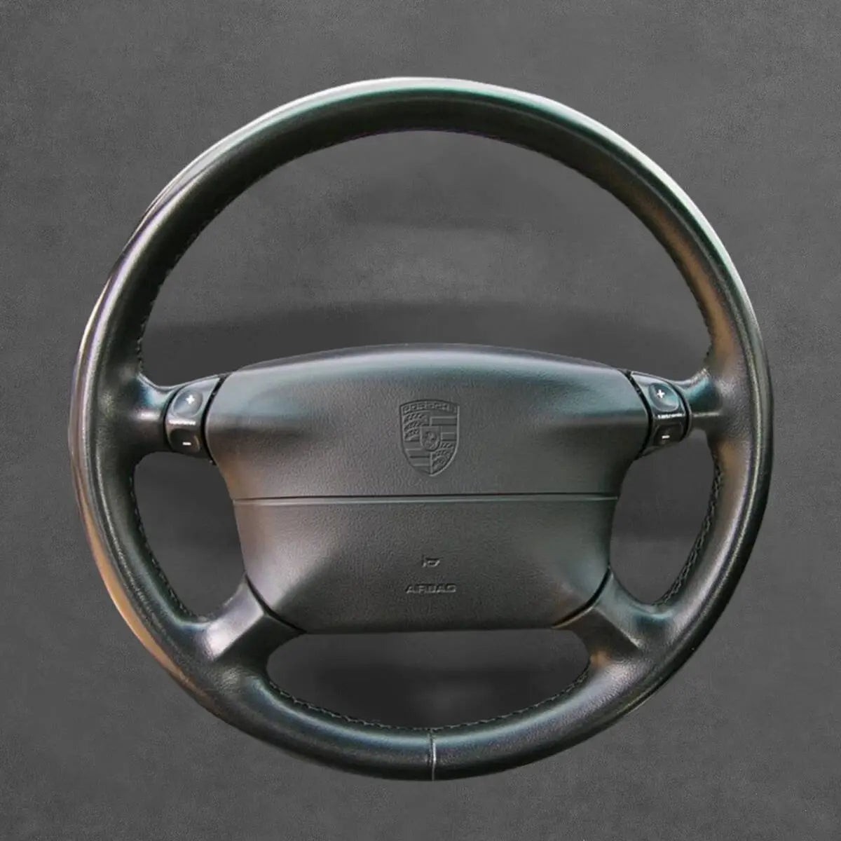 Griffowl Steering Wheel Cover for Tailored Coupe Porsche 996 993 986 Boxster with buttons 1994-1999. Hand-sewn DIY kit blends grip, function, and style inside.