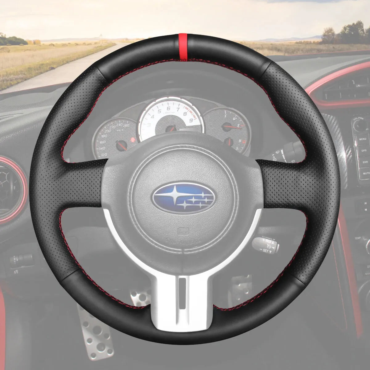 Griffowl Steering Wheel Cover for Tailored Coupe Subaru BRZ 2012-2015. Compact, hand-sewn DIY wrap for quick interior mods and grip upgrade.