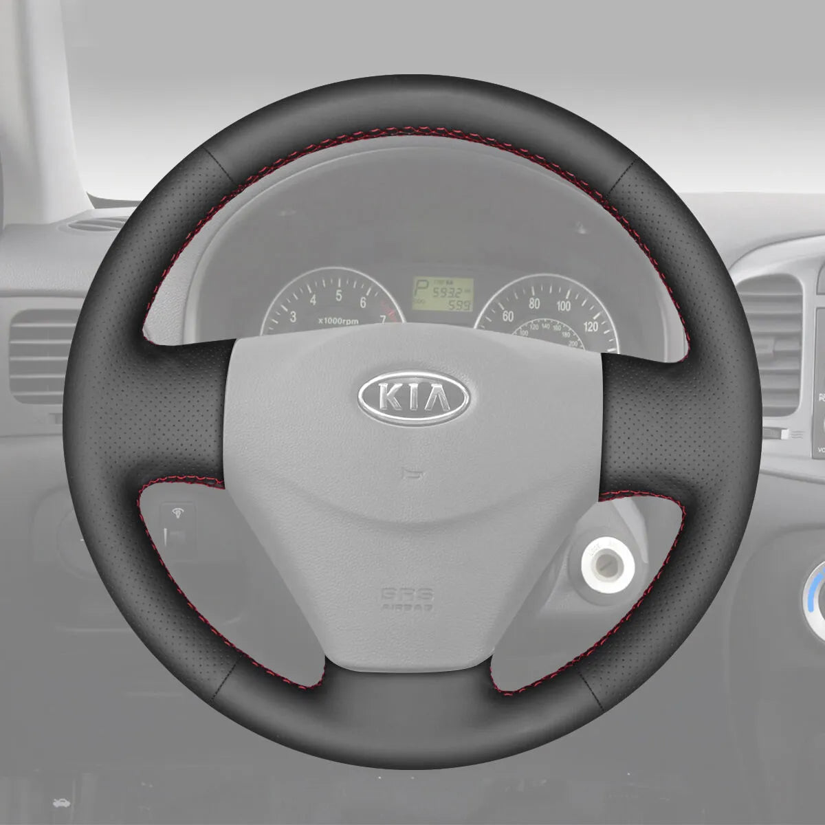 Griffowl Steering Wheel Cover for Upgrade Kia Rio 2 Rio5 2006 2009. DIY kit includes hand-sewn wrap for luxury interior mods.