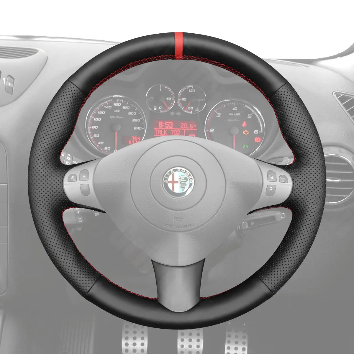 Griffowl Steering Wheel Cover for Bespoke Hatchback Alfa Romeo 147 GT 2000-2010. For refined interior upgrades using our wrap and stitch kit.
