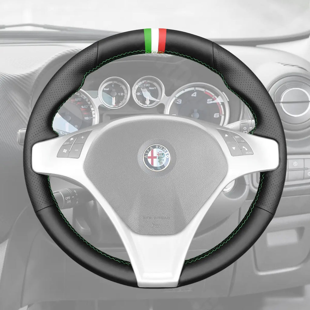 Griffowl Steering Wheel Cover for Bespoke Hatchback Alfa Romeo MiTo Giulietta 2008-2015. Elevate your interior with Griffowl's wrap and stitch kit.