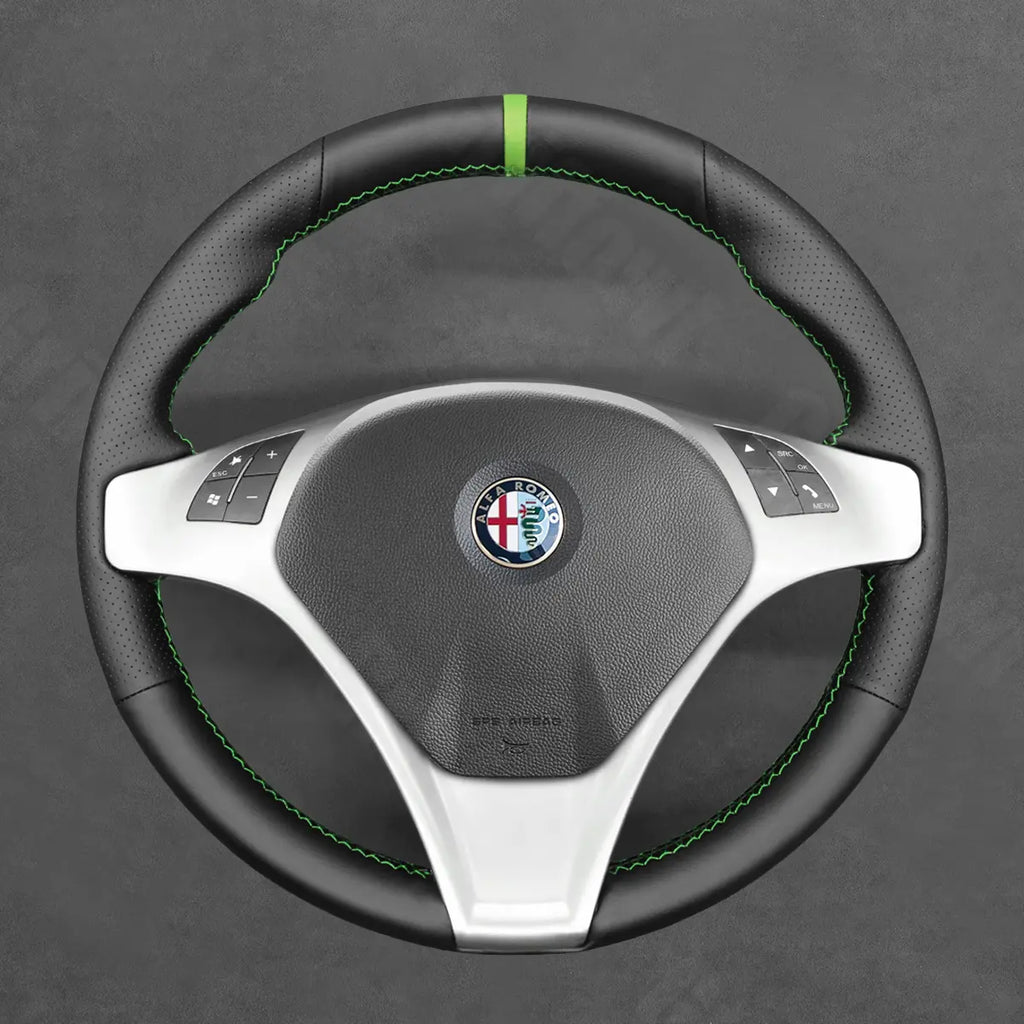 Griffowl Steering Wheel Cover for Bespoke Hatchback Alfa Romeo MiTo Giulietta 2008-2015. Elevate your interior with Griffowl's wrap and stitch kit.