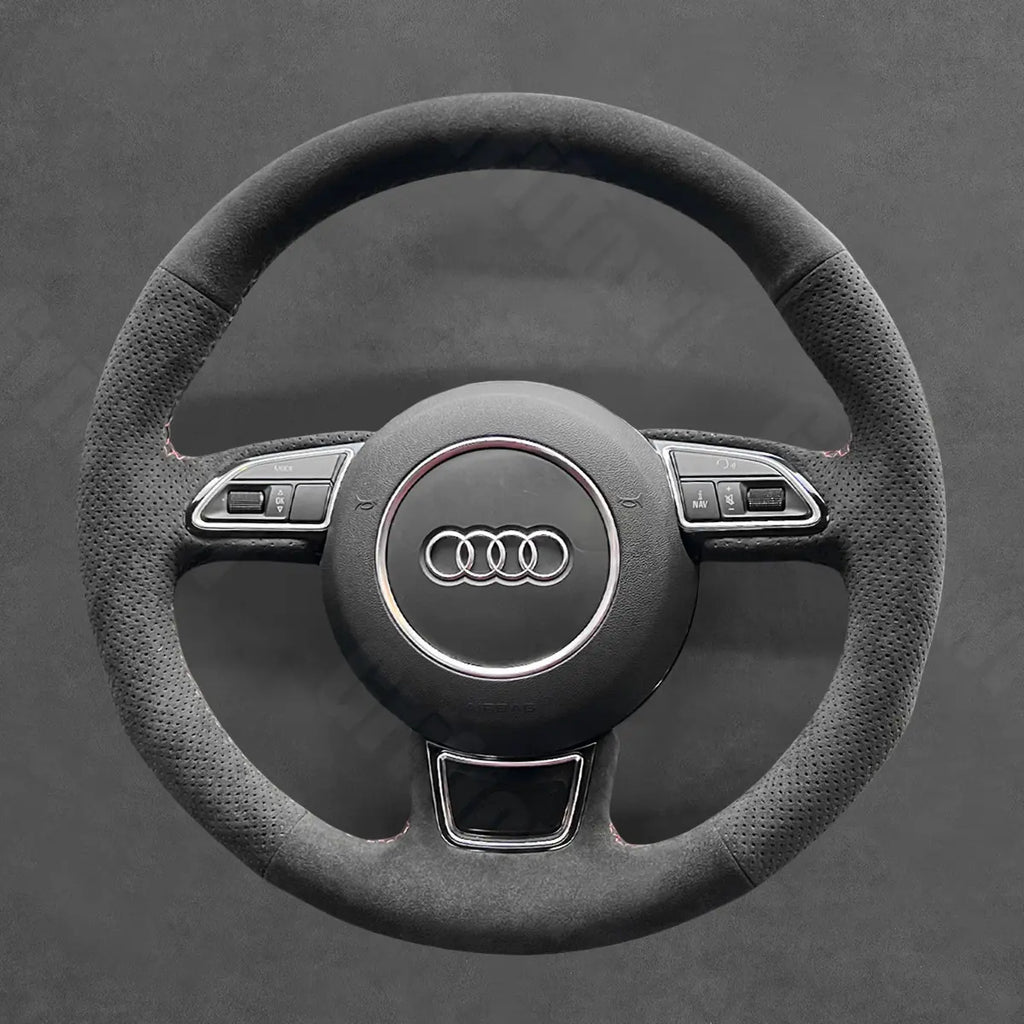 Griffowl Steering Wheel Cover for Bespoke Hatchback Audi A1 2010-2018. Compact, hand-sewn DIY wrap for quick interior mods and grip upgrade.