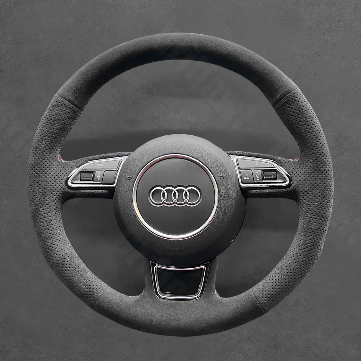Griffowl Steering Wheel Cover for Bespoke Hatchback Audi A1 2010-2018. Compact, hand-sewn DIY wrap for quick interior mods and grip upgrade.