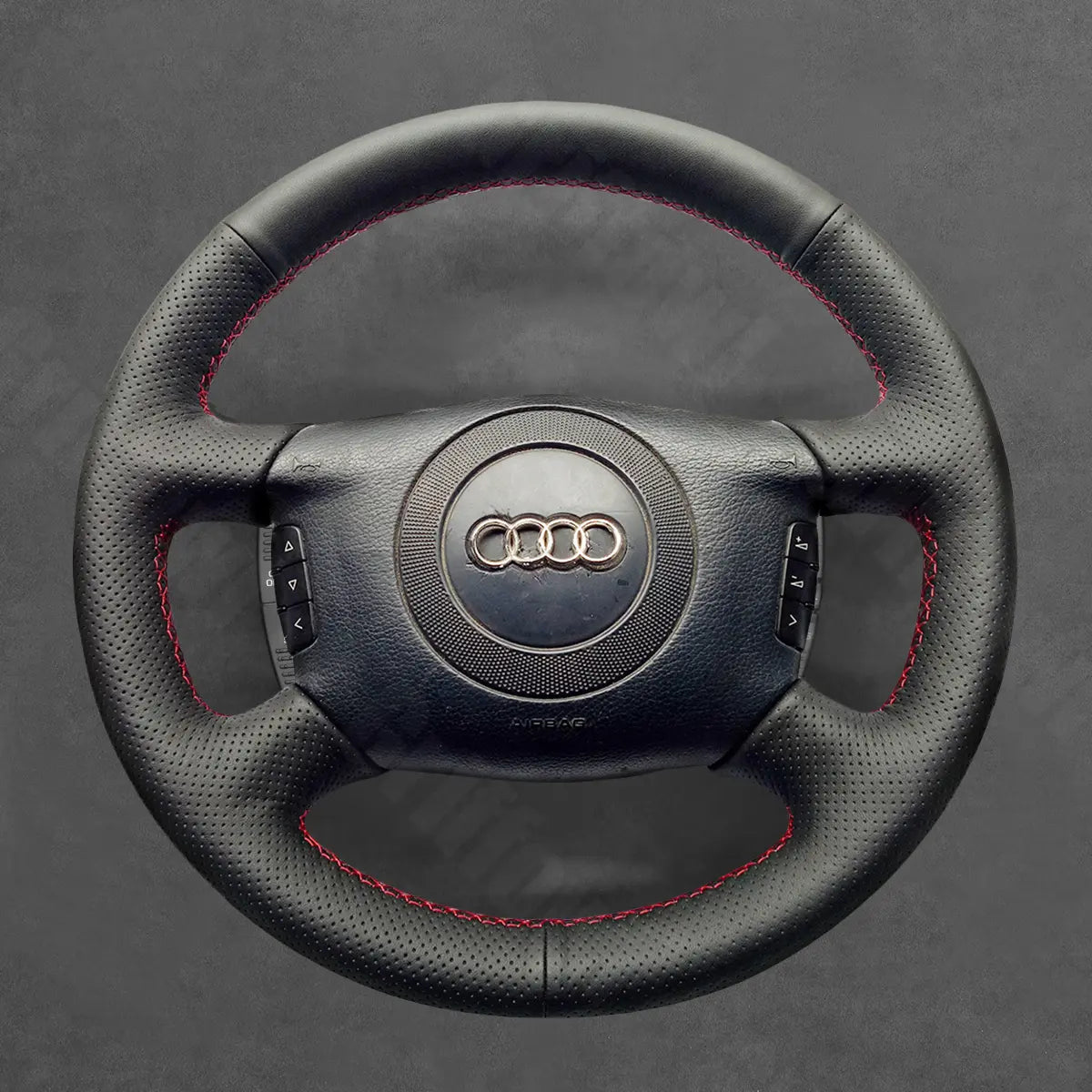 Griffowl Steering Wheel Cover for Bespoke Hatchback Audi A2 2000-2005. Compact, hand-sewn DIY wrap for quick interior mods and grip upgrade.