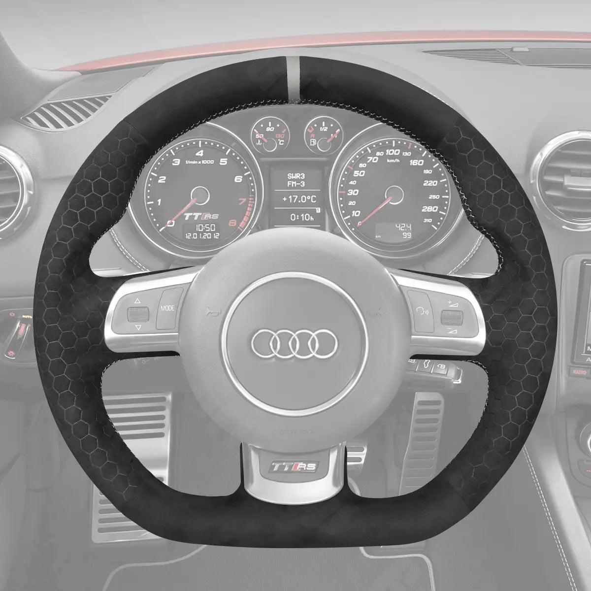 Griffowl Steering Wheel Cover for Bespoke Hatchback Audi RS 3 8P 2011-2013. Perfect grip with our steering wheel wrap and custom interior touch.