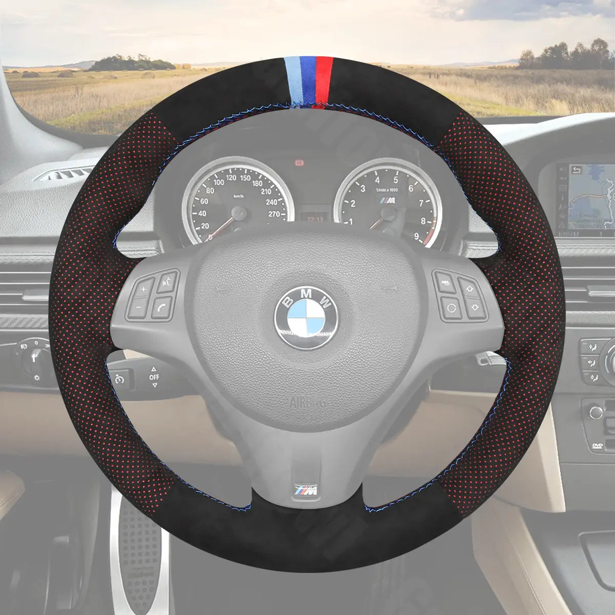 Griffowl Steering Wheel Cover for Bespoke Hatchback BMW 1 Series E87 E81 2005-2011. Hand-sewn kit for drivers seeking precision and comfort.