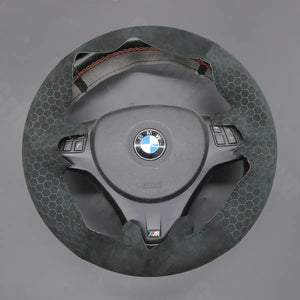 Griffowl Steering Wheel Cover for Bespoke Hatchback BMW 1 Series E87 E81 2005-2011. Hand-sewn kit for drivers seeking precision and comfort.
