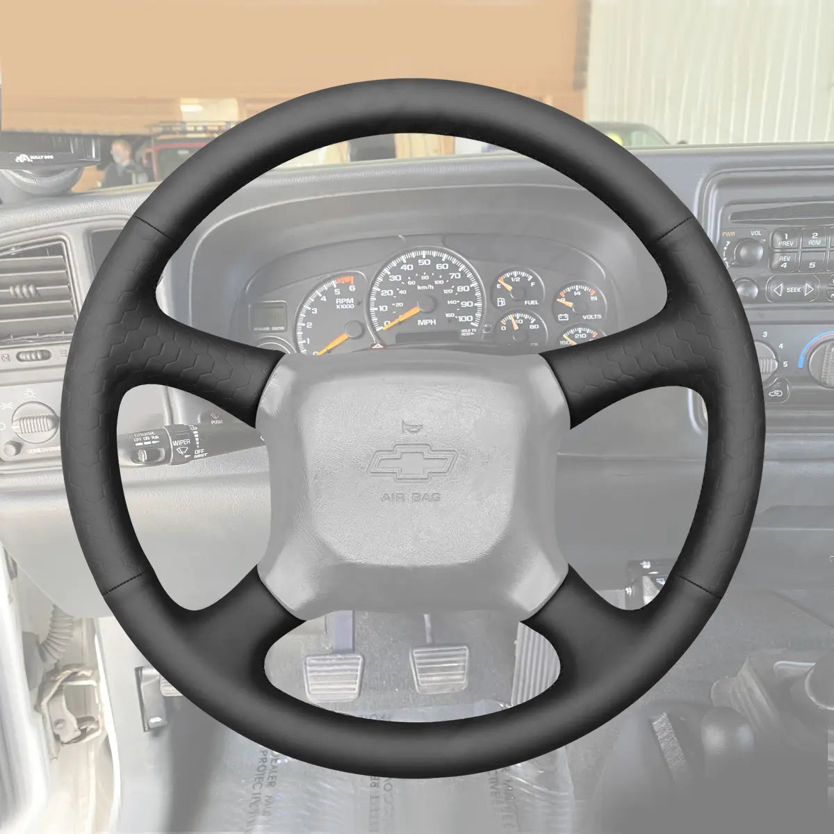 Griffowl Steering Wheel Cover for Bespoke Hatchback Chevrolet Chevy Express Astro 1999-2005. Elevate your interior with Griffowl's wrap and stitch kit.
