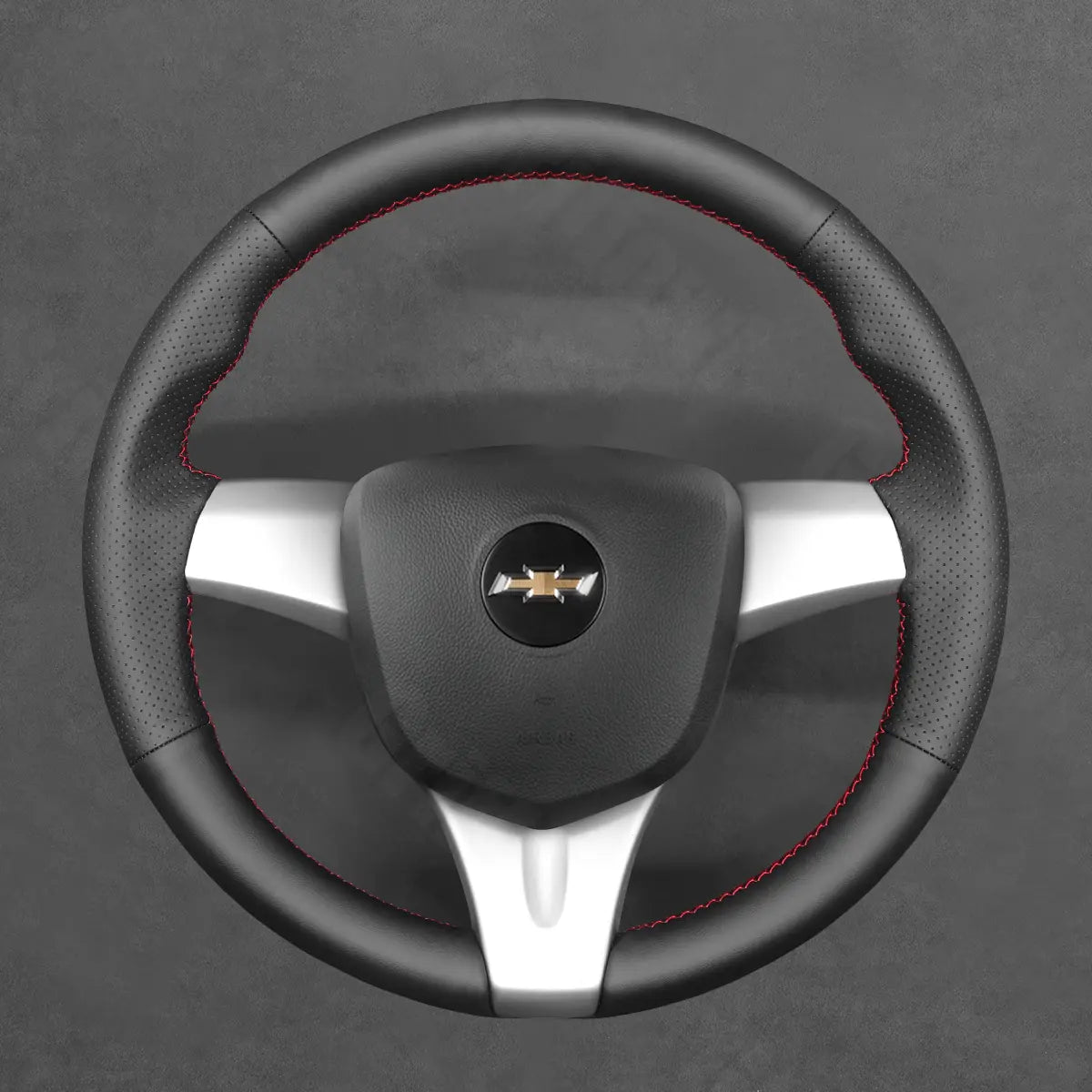 Griffowl Steering Wheel Cover for Bespoke Hatchback Chevrolet Chevy Spark 2010-2015. Hand-sewn kit for drivers seeking precision and comfort.
