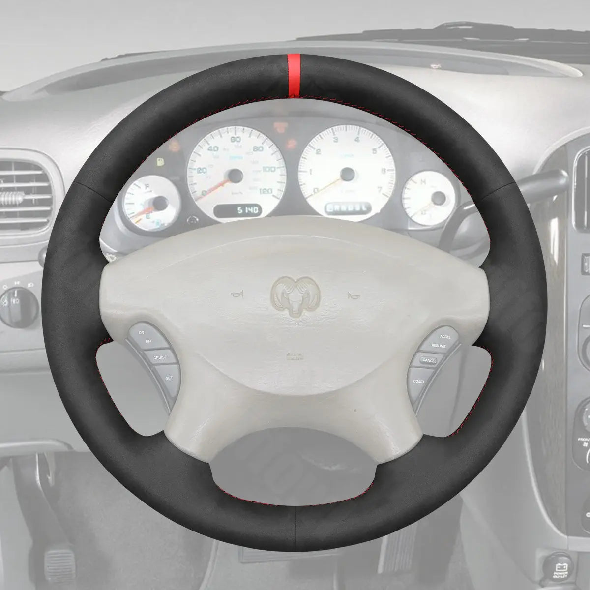 Griffowl Steering Wheel Cover for Bespoke Hatchback Dodge Grand Caravan 2001-2007. For refined interior upgrades using our wrap and stitch kit.
