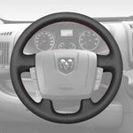 Griffowl Steering Wheel Cover for Bespoke Hatchback Dodge ProMaster 2014-2019. Griffowl's interior mod with hand-sewn DIY steering wheel kit.