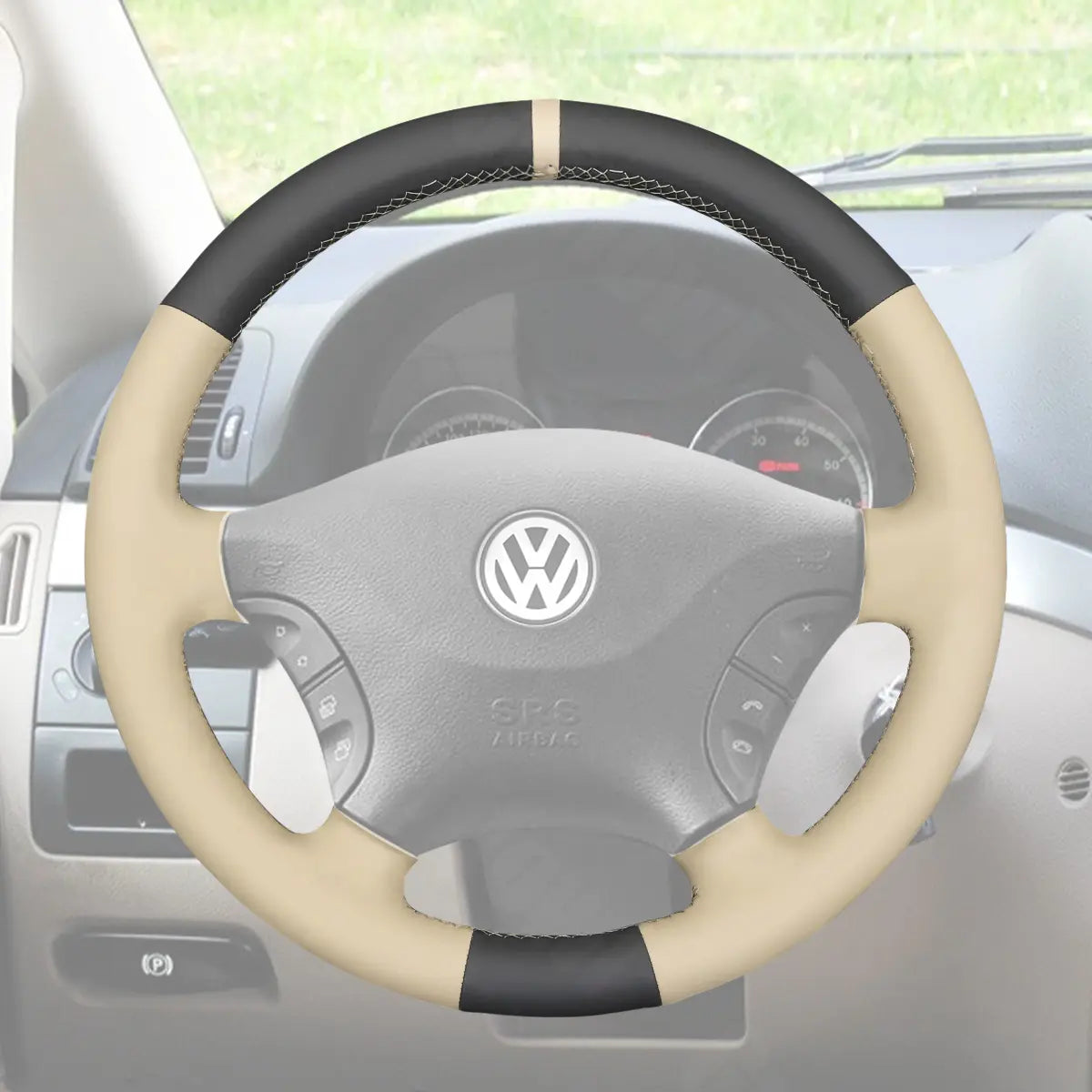 Griffowl Steering Wheel Cover for Bespoke Hatchback Dodge Sprinter 2010-2013. Griffowl's interior mod with hand-sewn DIY steering wheel kit.