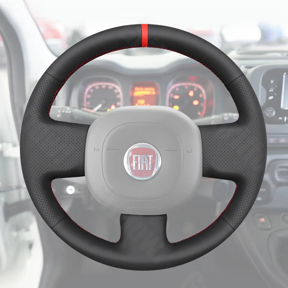 Griffowl Steering Wheel Cover for Bespoke Hatchback Fiat Panda 2012-2024. Perfect grip with our steering wheel wrap and custom interior touch.
