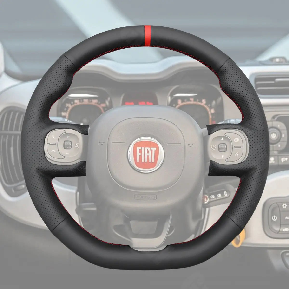 Griffowl Steering Wheel Cover for Bespoke Hatchback Fiat Panda D 2012-2024. Perfect grip with our steering wheel wrap and custom interior touch.