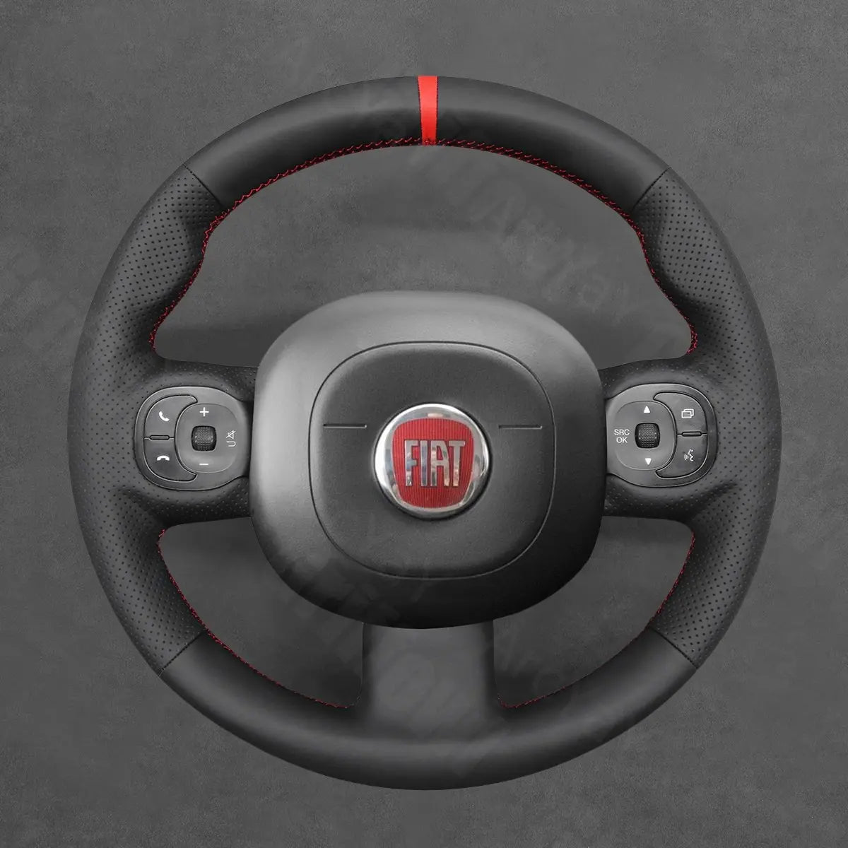 Griffowl Steering Wheel Cover for Bespoke Hatchback Fiat Panda Multi-Function 2012-2024. Elevate your interior with Griffowl's wrap and stitch kit.
